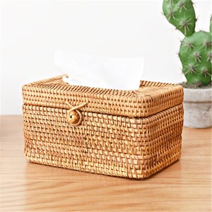 Stylish Tissue Box Natural <b>Rattan</b> Tabletop Organizer Supplier Lightweight Eco Friendly Handmade from Vietnam - Product Image 2