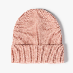 Bonnet unisexe en jacquard uni, bonnet d'hiver à revers en tricot avec broderie personnalisée, bonnets chauds - Product Image 4