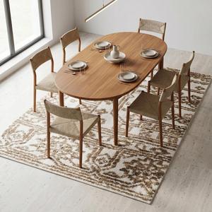 Tapis en laine noué à la main de style persan, beige ivoire traditionnel, motif floral, tapis plat doux pour la décoration du salon - Product Image 2