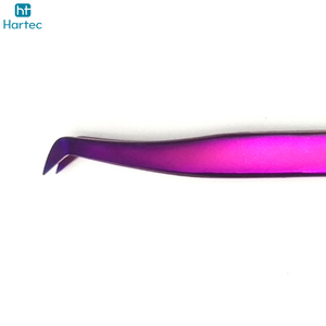 Pince à épiler multi-outils pour extensions de cils et volume, dégradé violet, en acier inoxydable durable, à pointe incurvée et droite, lot de 8 pièces - Product Image 6