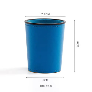 Round PU Dice Cup <b>Blue</b> 7.8cm Diameter 9cm Height Durable Storage Case for Adult Game Use - Product Image 1