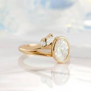 Anillo de banda de moissanita con corte de pera y diamantes para mujer, conjunto nupcial moderno, anillo de promesa, plata 925 con baño de oro, joyería fina - Product Image 2