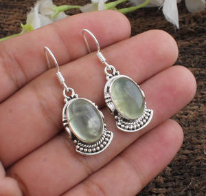Pendientes de Prehnita Natural, Plata de Ley 925, Pendientes de Piedra Preciosa, Joyería de Prehnita Genuina, Fabricante Mayorista - Product Image 3