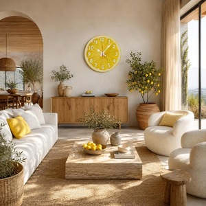 Horloge murale en bois à motif de tranches de citron, analogique, mécanique, silencieuse, pour balcon/cour, style moderne farmhouse, fonctionne à piles, facile à lire - Product Image 5