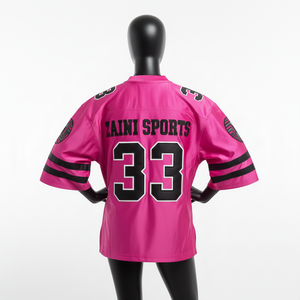 Camiseta de Fútbol Femenina de Alta Calidad, 180GSM, Micro Poliéster Suave al Tacto, Diseño de Paneles Rosa y Negro, Personalizable, Camiseta de Fútbol Femenina de Algodón - Product Image 2