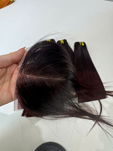 Prix de gros 100% brut vierge vietnamien humain dentelle perruque trame os droite foncé couleur raisin Super Double Drawn Extensions de cheveux - Product Image 2