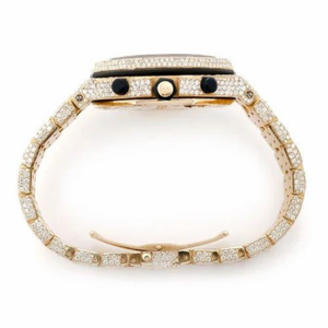 Montre à cadran arabe sertie de diamants, aspect diamant, bracelet en acier inoxydable de luxe - Product Image 3