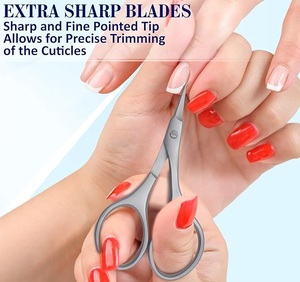 Safety Point High Quality Stainless Steel Beauty Manicure <b>Cuticle</b> <b>Scissors</b> Curved Nail Art Tools Right-Handed Straight Blade - Product Image 4