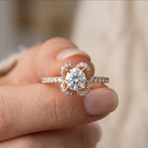 แหวนหมั้นแหวนเพชรแท้18K สีโรสโกลด์0.33cts ทรงครึ่งวงกลมสำหรับผู้หญิงจัดส่งจากฮ่องกง - Product Image 4