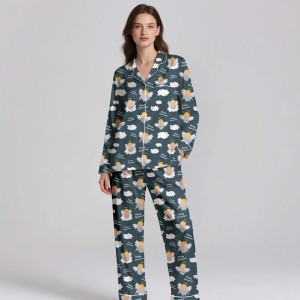 Ensemble de pyjama en soie satinée pour femmes de haute qualité, toucher doux, léger, vêtements de nuit OEM - Product Image 4