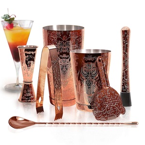 Ensemble de préparation de boissons plaqué cuivre avec accessoires à cocktails pour les rassemblements sociaux et les soirées à la maison - Product Image 6