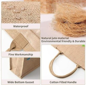 Classic Natural Jute Carry <b>Handbag</b> Two Open Handles High Quality Sustainable Unisex Tote Bag for Outdoor Shopping Travel - Product Image 2