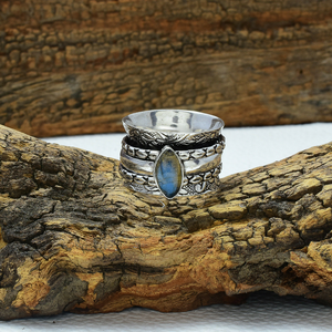 Labradorite <b>Spinner</b> <b>Ring</b> 925 Sterling Silver Fidget Meditation <b>Ring</b> Handmade Jewelry Gift for Her - Product Image 2