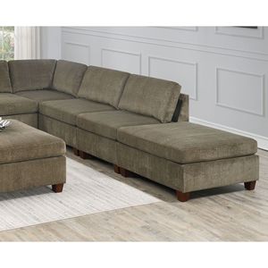 Divano Angolare Modulare Contemporaneo in Tessuto Chenille Color Beige Senza Braccioli per Arredamento Soggiorno - Product Image 4