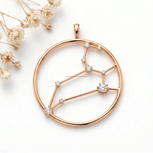 Pendentifs et Breloques Raffinés Leo Lion Crest avec Diamant de Laboratoire, Breloque Zodiaque, Bijoux Énergie Royale, Horoscope de Juillet, Bijou de Luxe Tendance - Product Image 3