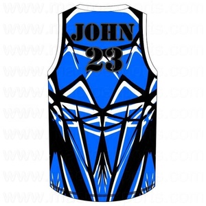 ชุดบาสเก็ตบอลสีตามสั่ง ระบายอากาศได้ดี พิมพ์ลายด้วยความร้อน ผ้าสแปนเด็กซ์/โพลีเอสเตอร์ เสื้อกั๊กและเสื้อท่อนบน ไซส์ใหญ่ แห้งเร็ว - Product Image 2