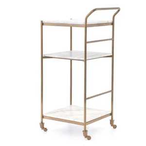 Modern Champagne Gold Bar <b>Cart</b> 2 Tier Glass Mirror Serving <b>Trolley</b> Elegant Rolling Wine Beverage Kitchen Storage Organizer - Product Image 2