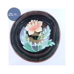 [MEILLEURES VENTES] |   Ensemble de bols et cuillères en bois de coco, motif floral sculpté, pour smoothies et salades, végétalien et biologique, Vietnam - Product Image 1