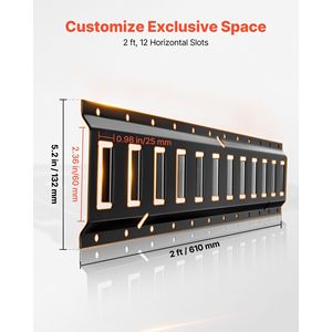 Kit de rails de fixation E-Track, 4 pièces, rails de 2 pieds, 20 accessoires, y compris des sangles à cliquet, des fentes simples, des embouts pour garages - Product Image 4