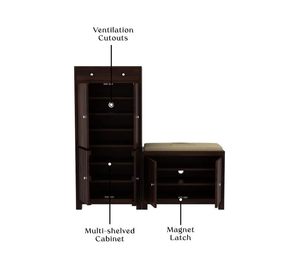 Zapatero de madera con asiento, mueble zapatero de madera maciza para el hogar, zapatero grande con puerta, armario de almacenamiento para sala de estar - Product Image 4