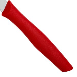 Couteaux à éplucher de cuisine à lame dentelée rouge avec lame de coupe étroite argentée pour trancher les tomates, préparer les fruits et éplucher les légumes - Product Image 4