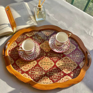 Trendy Pattern Enameled MDF Printed Tray Customize Size Storage Tray Handmade Handicraft Top Quality Enamel Tray By UO INDIA - Product Image 1