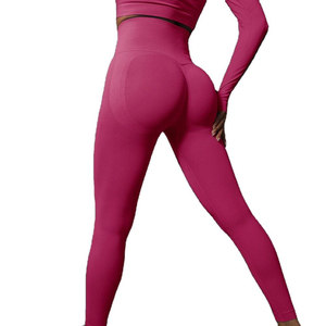 Mid-Waist Casual Breathable Yoga Pants Sports <b>Leggings</b> with Solid <b>Pattern</b> Custom Made - Product Image 2