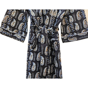 Bata acolchada de algodón 100% para mujer, Kimono estampado a mano de longitud larga, vestido informal suave de verano para verano y primavera, kimono suave - Product Image 5