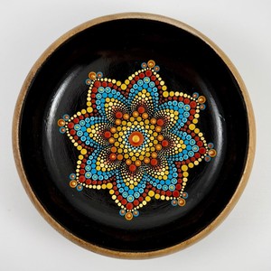 Bol en bambou artisanal, design mandala, vente en gros |   Bol à fruits en bois bohème - Product Image 4