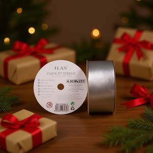 Nastro Regalo Ilan 4.0Cm X 25Y Argento Placcato Per Confezioni - Product Image 3