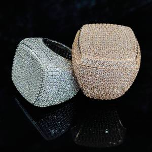 Jewelux Unisex Hiphop Cocktail <b>Ring</b> Pave Set Moissanite Baguette Cut <b>Cross</b> Shape <b>Silver</b> Plated Prong Setting Luxury Party - Product Image 1
