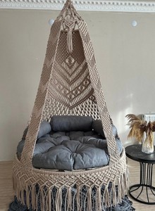 <b>Macrame</b> Swing Swing Cushion and <b>Macrame</b> Rug 3 Piece Full Set | Hanging Swing For Indoor and Outdoor | <b>Macrame</b> Chair - Product Image 2