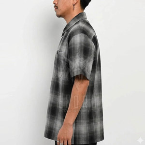 Dernier modèle de chemises en flanelle à manches courtes pour hommes Chemises à manches courtes en flanelle à la mode pour hommes - Product Image 5