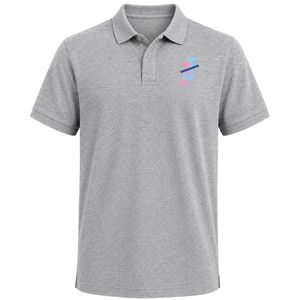 Heather Gray Short Sleeve <b>Polo</b> <b>Shirt</b> with JJ Chest Embroidery Only and Completely Plain Back Classic Button Collar Casual Street - Product Image 1