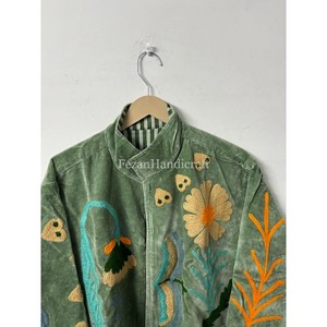 Indian Velvet Suzani <b>Jacket</b> Uzbek Embroidery <b>Short</b> Unisex <b>Jacket</b> Coat Inside Cotton Lining Women's <b>Jacket</b> - Product Image 4