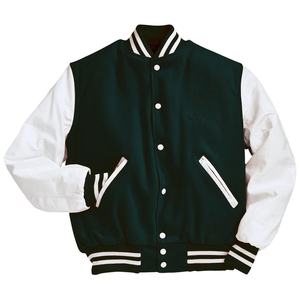 Manufacturer High Quality Custom Plain Fashion Youth Letterman <b>Jacket</b> Stand Collar Front Logo Wool Unisex - Product Image 3