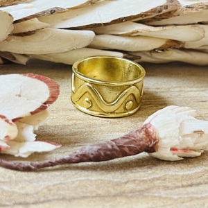 New Arrival Trendy Brass <b>Rings</b> Boho Wave Band Minimalist Brass Jewelry <b>Men</b> 18k Gold Plated Geometric Wide <b>Ring</b> Wholesale/OEM/ODM - Product Image 1