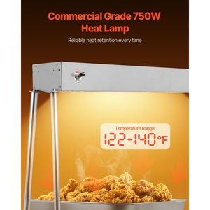 Lampada Riscaldante Elettrica Commerciale a Striscia 750W, Lampada Riscaldante Sospesa per Catene di Fast Food, Scaldavivande in Acciaio Inox con Cavo - Product Image 4