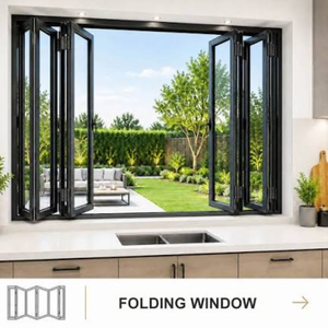 Fenêtres pliantes verticales en aluminium au design moderne, fenêtres en verre à double battant pour maison, villa, cadre en alliage d'aluminium - Product Image 5