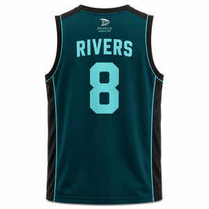DRAVELLE INDUSTRY Maillot de basket-ball pour homme sans manches, col rond, sublimé, évacuant l'humidité, 100% polyester, coupe athlétique, RIVES 8 - Product Image 2