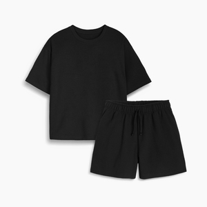 Conjunto de Camiseta de Manga Corta y Pantalones Cortos para Mujer, Algodón de Alta Calidad, Tejido de Punto, Ropa de Verano Transpirable, Logotipo Personalizado - Product Image 2