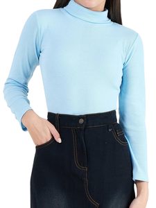 Camiseta Casual de Cuello Alto para Mujer, Manga Larga, Estampada, de Algodón y Elastano, Tejido de Punto, Transpirable, de Secado Rápido, Antiarrugas - Product Image 1