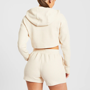 Sweat à capuche court tendance pour femme, en molleton de coton léger, style streetwear décontracté, par Star Crystal Enterprises - Product Image 2