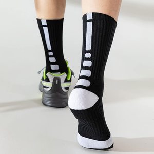 Men's Knee High <b>Sports</b> <b>Socks</b> <b>Black</b> With Gray Stripes Breathable Knitted Polyester Spandex Summer Athletic <b>Socks</b> - Product Image 3