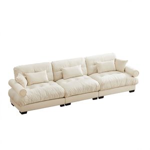 Modern 3-Seat Extra Large Velvet <b>Sofa</b> Oversize Cloud-Like Comfort with Waist Pillows & <b>Support</b> for Living Room - Product Image 5