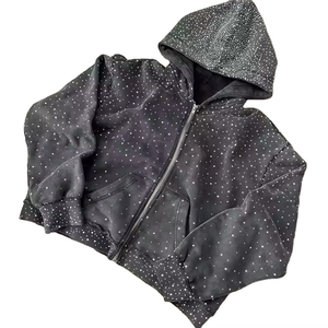 Nouveau sweat à capuche pour homme en coton 100% avec effet délavé et strass, collection automne 2026 Razer Impex |   Pull-over épais |   2 pièces en gros, offre spéciale - Product Image 1