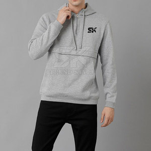 Servicio OEM al por mayor: Sudadera con capucha de media cremallera para hombre, diseño superior, ligera, de color liso - Product Image 5