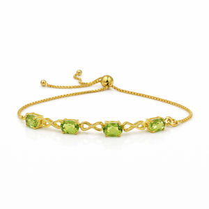 925 Sterling Silver Infinity Peridot <b>Bracelet</b> <b>Gold</b> Plated Adjustable Designer Fashion Jewelry - Product Image 5