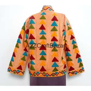 Chaqueta Cotrise Bordada a Mano con Cuello Mandarín, Diseño Vintage, Ecológica, Transpirable, de Secado Rápido, Forrada de Algodón - Product Image 5