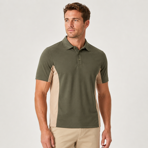 Polo en coton interlock coupe ajustée avec col contrastant, étiquette tissée personnalisée, fournisseur en gros pour vêtements de cyclisme - Product Image 1